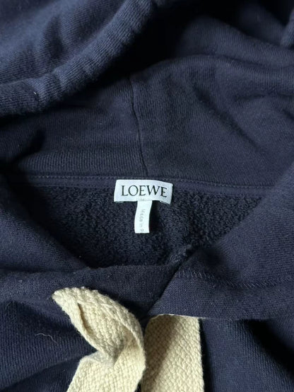 Loewe Embroidered Logo Hoodie in Dark Blue