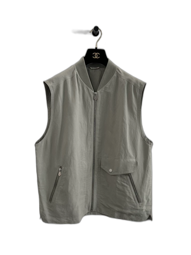 Men's Grey Zipper Vest by Hermes