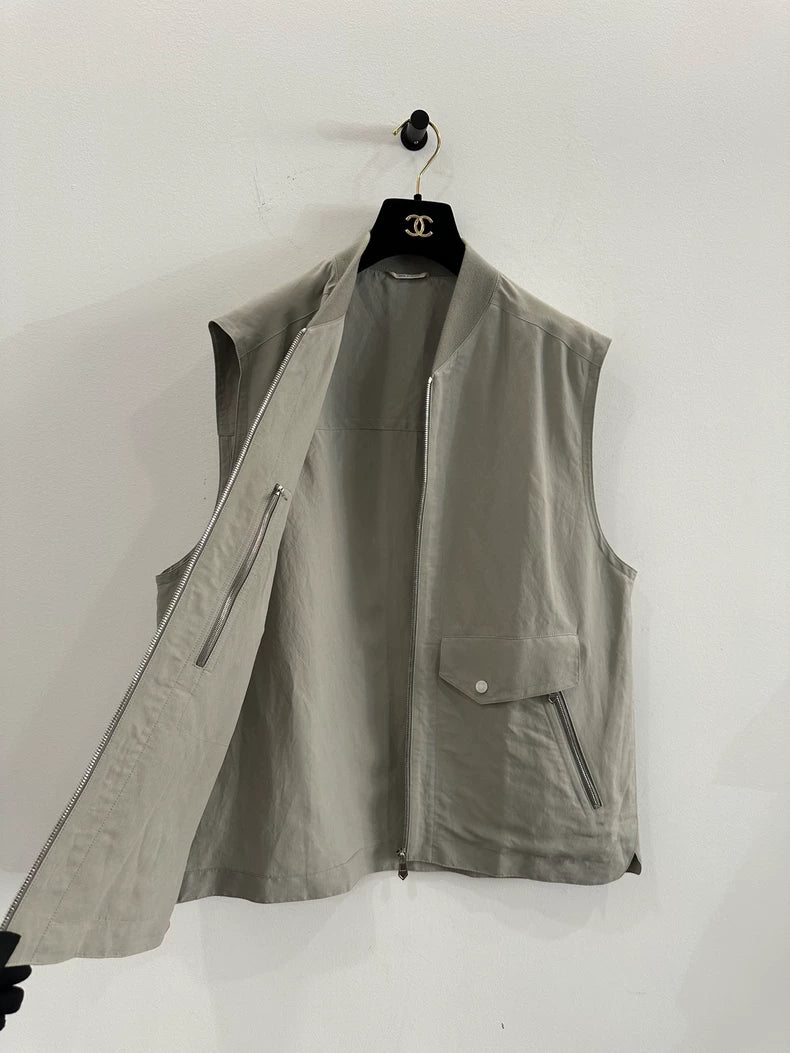 Men's Grey Zipper Vest by Hermes