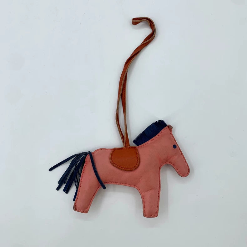 Pink Hermes Horse Charm with Strap