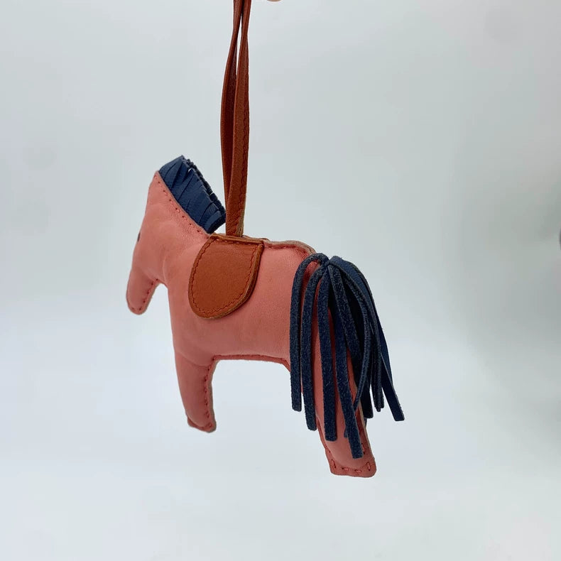 Pink Hermes Horse Charm with Strap