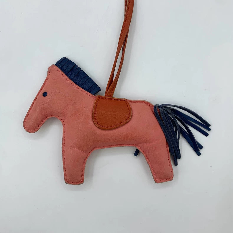 Pink Hermes Horse Charm with Strap