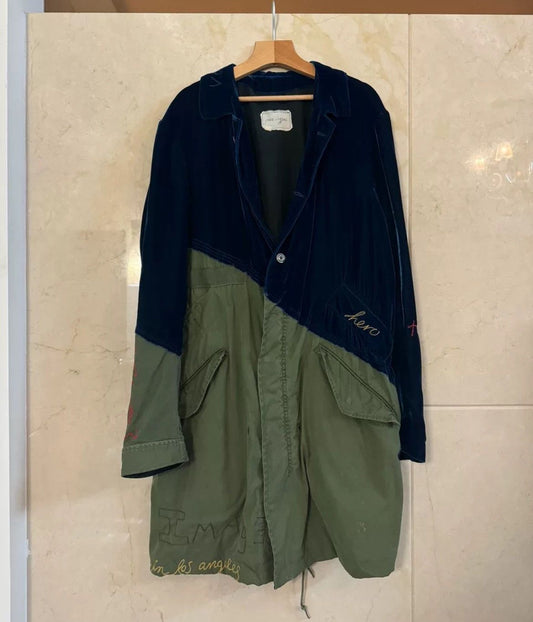 Greg Lauren 50/50 Blue Velvet Coat - DMC