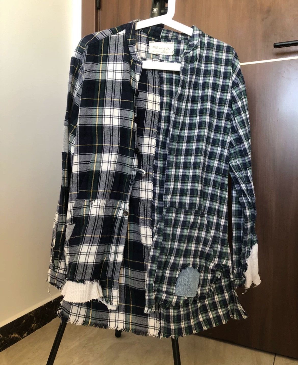 Greg Lauren plaid patchwork shirt - DMC