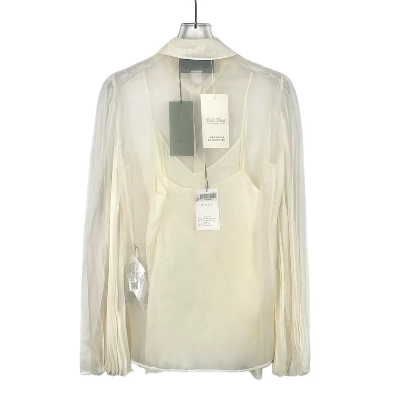 Gucci Beige Silk Long Sleeve Shirt
