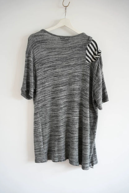 Gray Striped Short Sleeve T-Shirt