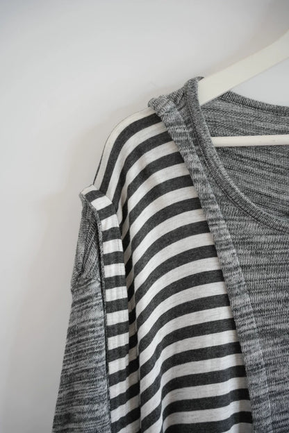 Gray Striped Short Sleeve T-Shirt