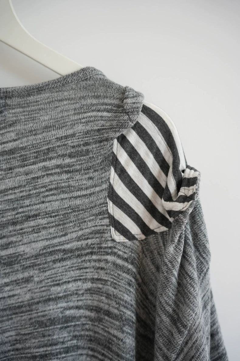 Gray Striped Short Sleeve T-Shirt