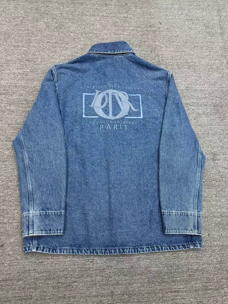 Dior Distressed Logo Denim Pocket Jacket