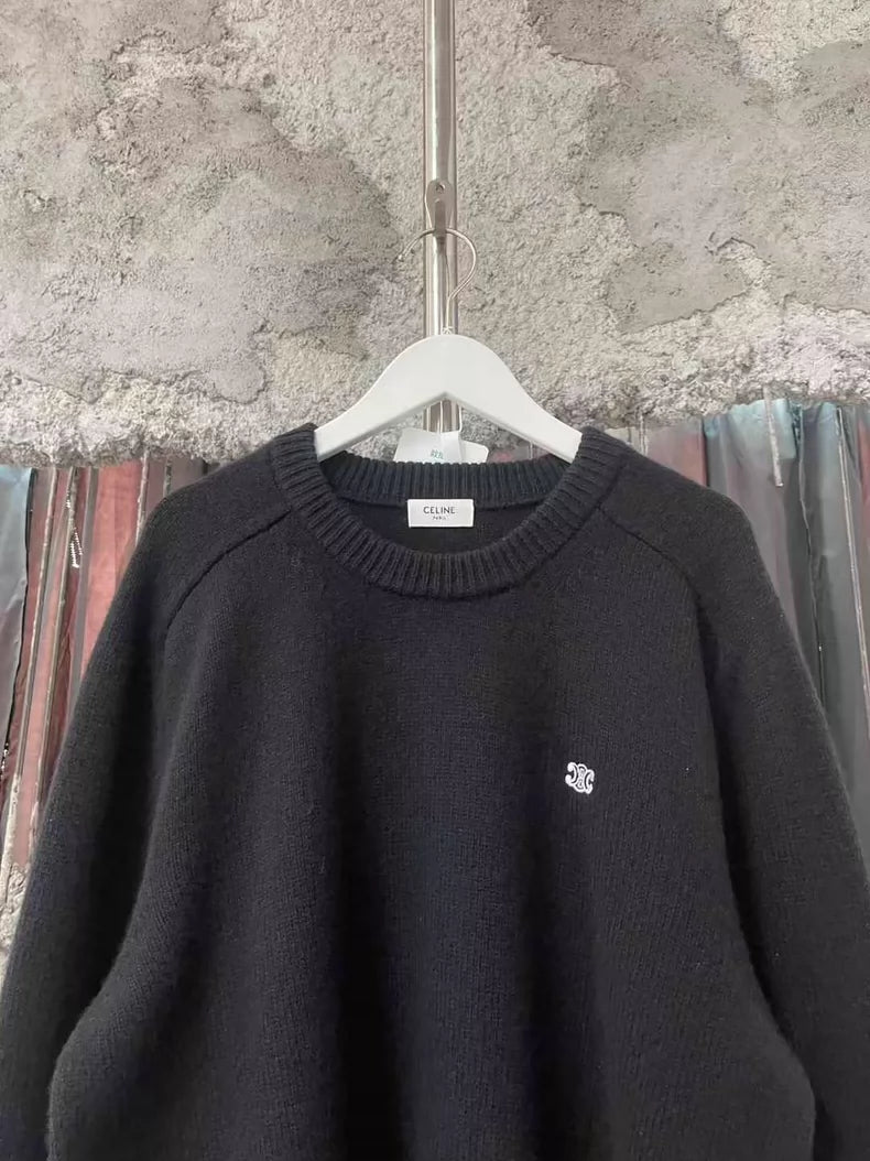 Celine Black Sweater with Logo