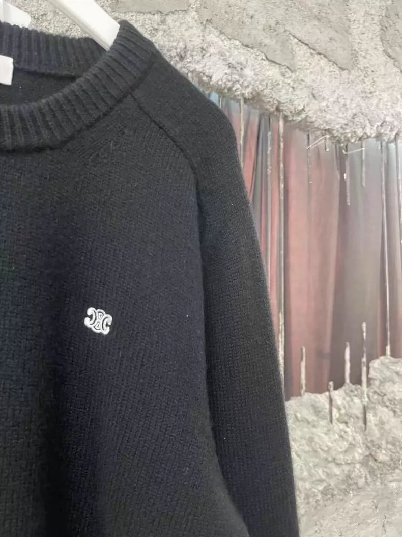Celine Black Sweater with Logo
