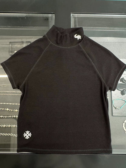 Chrome Hearts Black Embroidered Mock Neck Top-yf
