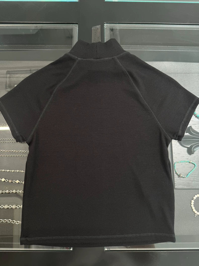 Chrome Hearts Black Embroidered Mock Neck Top-yf