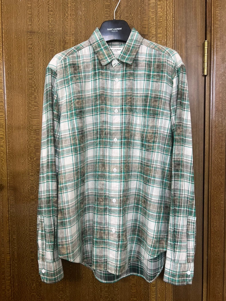 Saint Laurent Green Checkered Shirt