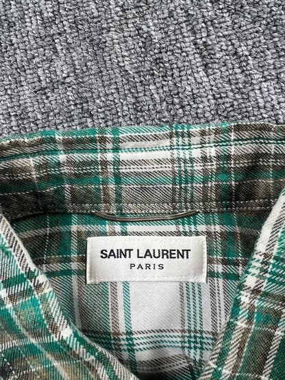 Saint Laurent Green Checkered Shirt