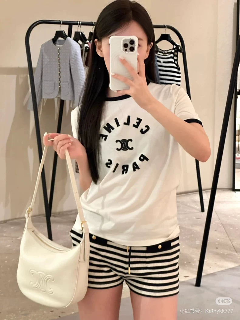 Celine Paris Arc de Triomphe Logo Short-sleeve T-shirt-yf