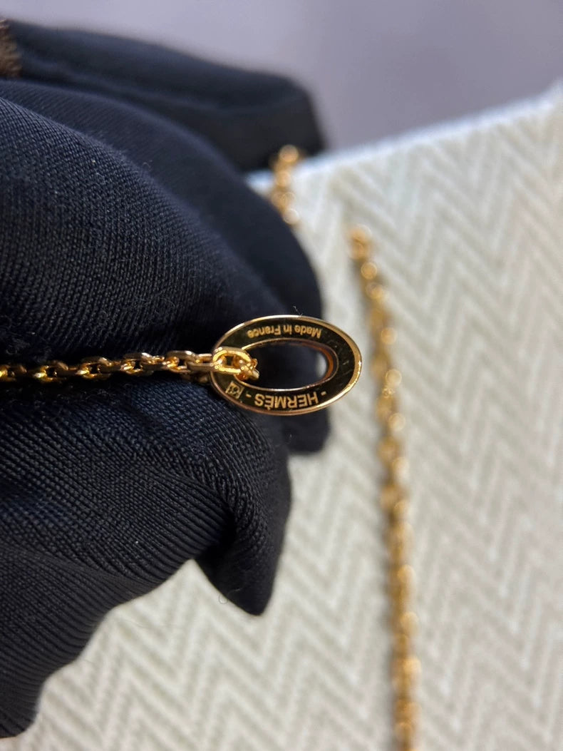 Hermes H Logo Gold Chain Necklace-yf