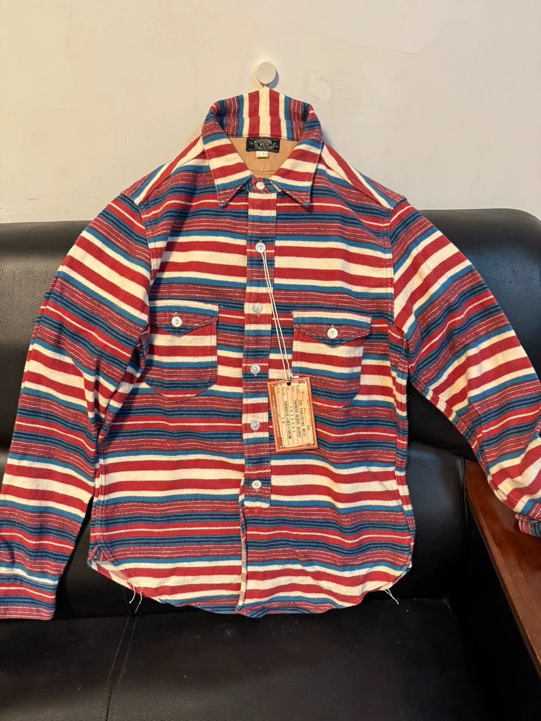 Vintage Wool Western Shirt with Rainbow Stripes