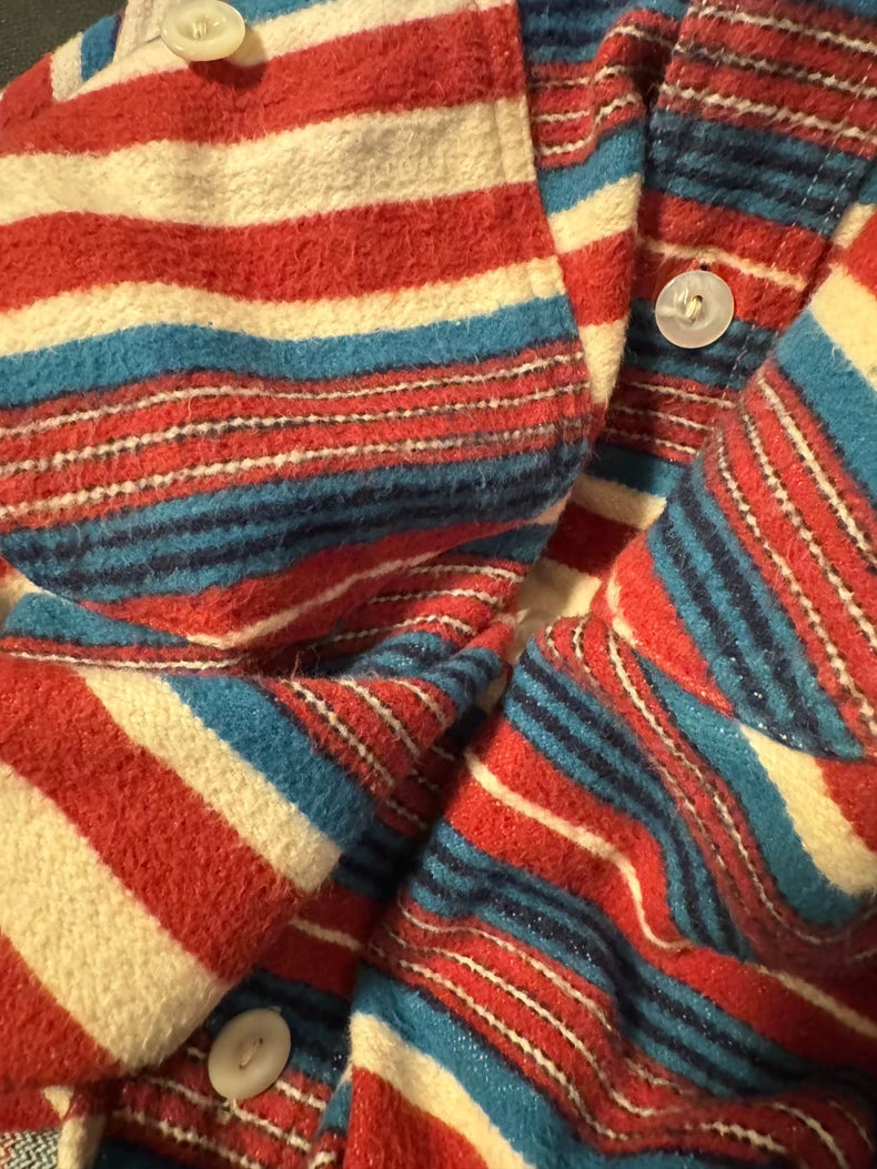 Vintage Wool Western Shirt with Rainbow Stripes