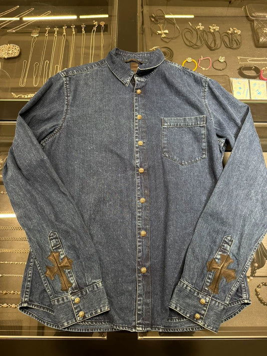 Chrome Hearts Denim Shirt with Arm Patches-yf
