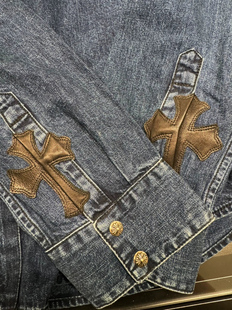 Chrome Hearts Denim Shirt with Arm Patches-yf