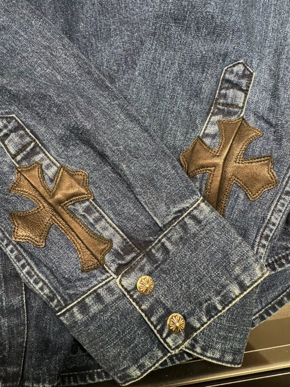 Chrome Hearts Denim Shirt with Arm Patches-yf