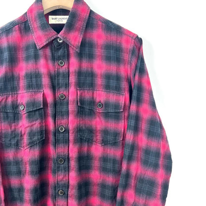 Saint Laurent Red Black Checkered Shirt