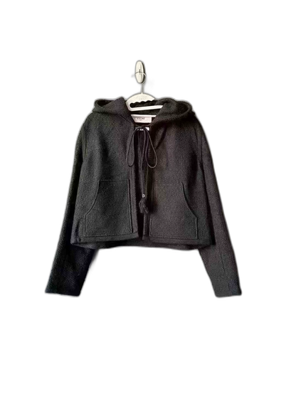 Black Hooded Wool Jacket from Celine