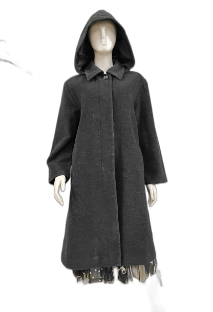 Vintage Prada Grey Hooded Wool Coat