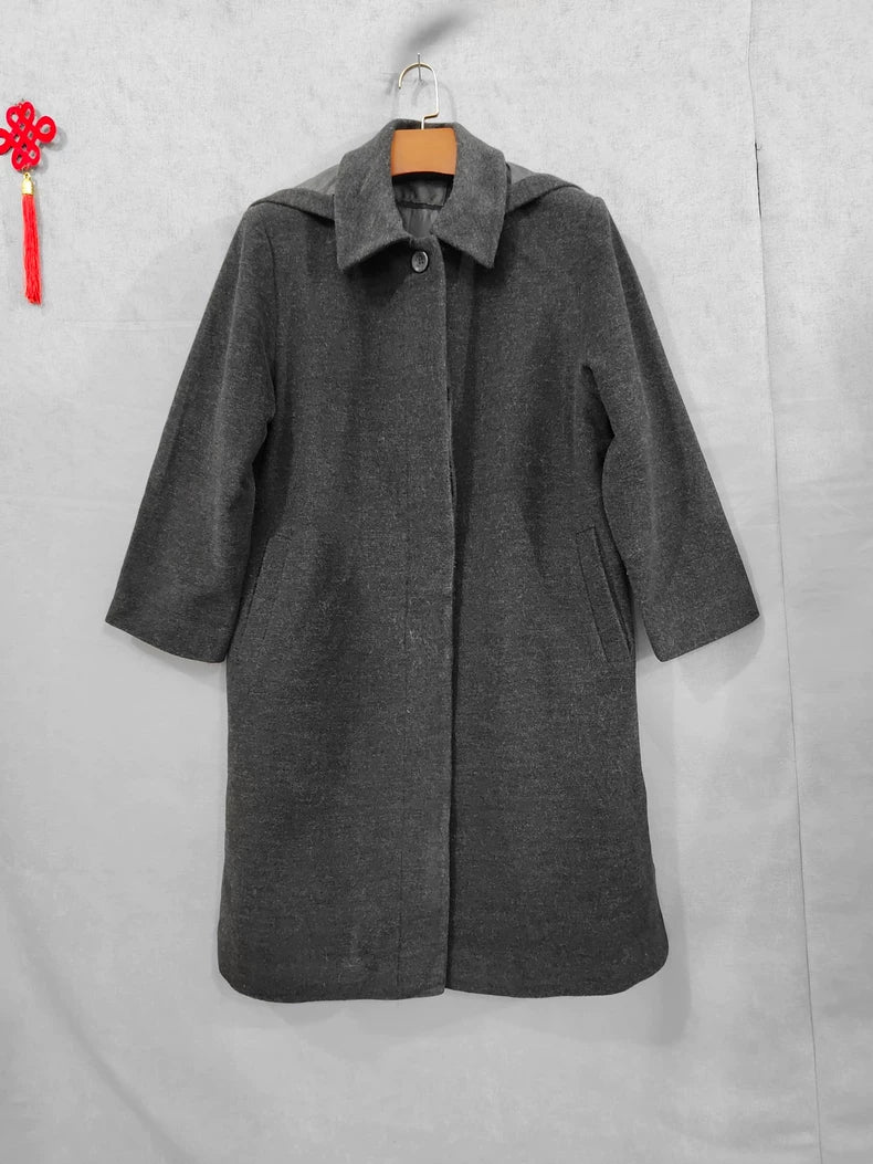 Vintage Prada Grey Hooded Wool Coat