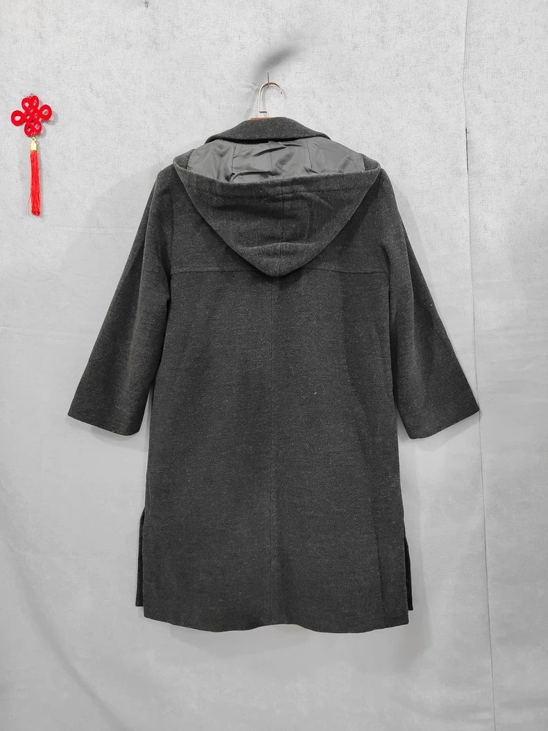 Vintage Prada Grey Hooded Wool Coat