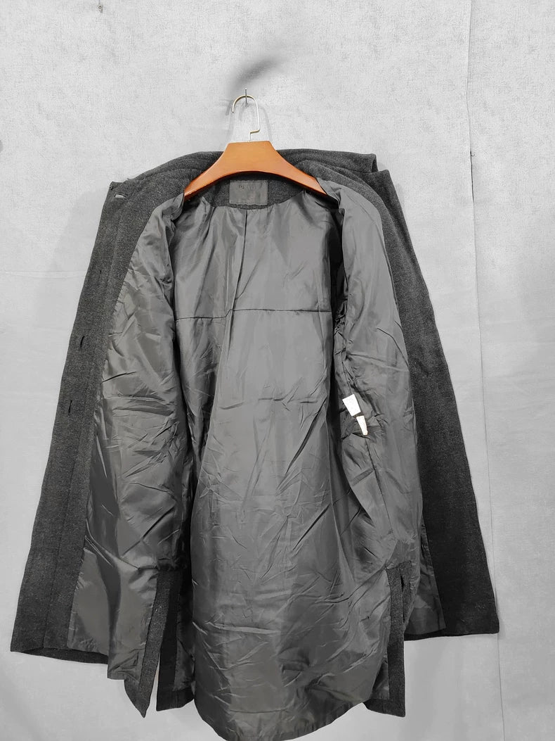 Vintage Prada Grey Hooded Wool Coat