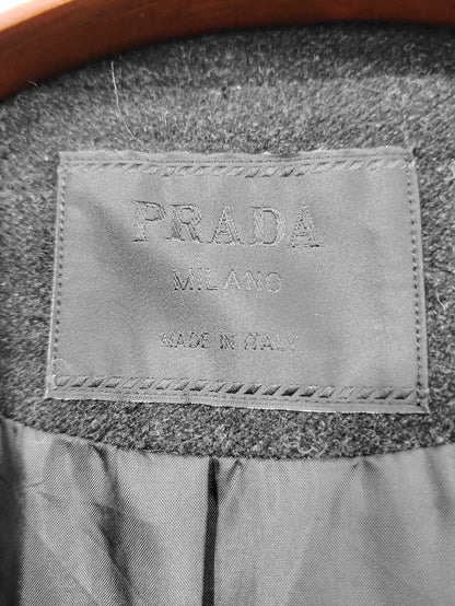 Vintage Prada Grey Hooded Wool Coat
