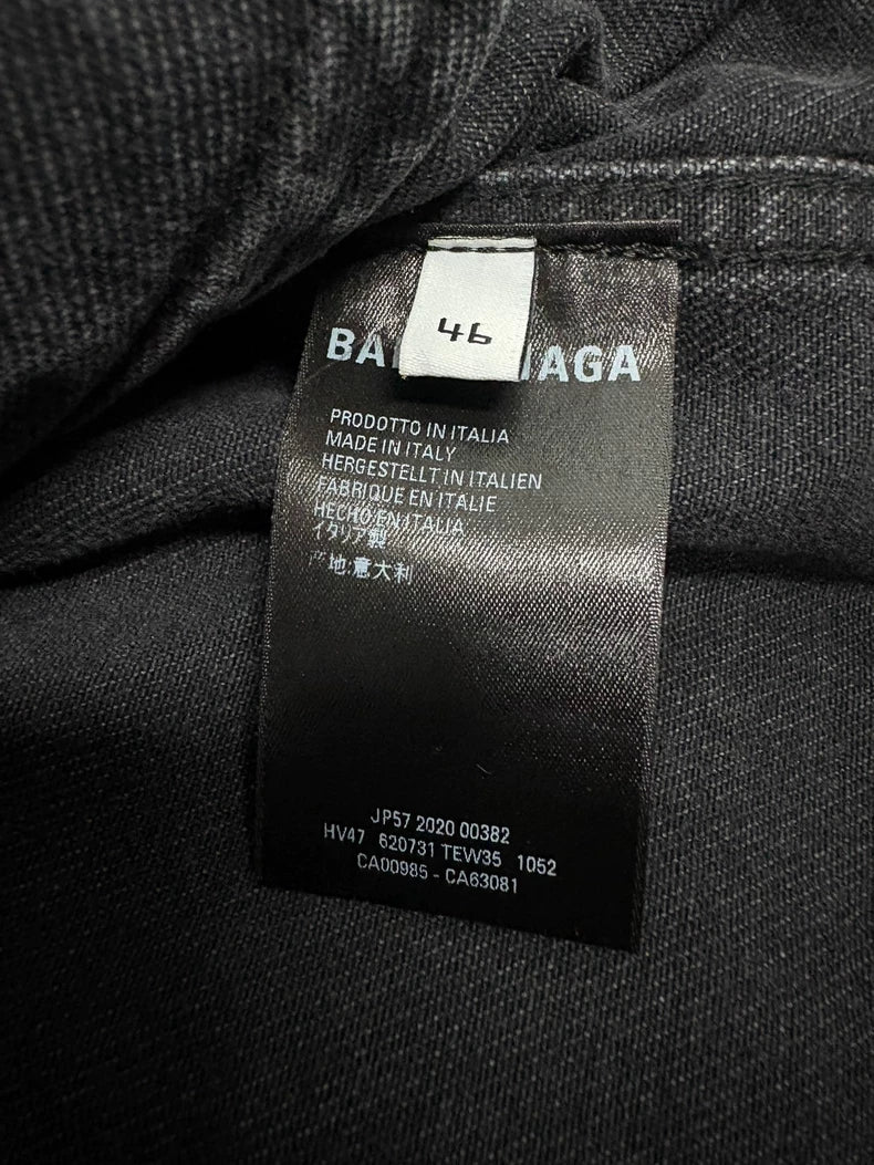 Balenciaga Black Denim Jacket with Logos