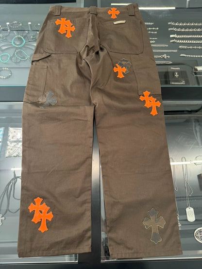 Chrome Hearts Black Orange Double Knee Cargo Pants TS Same Style-yf