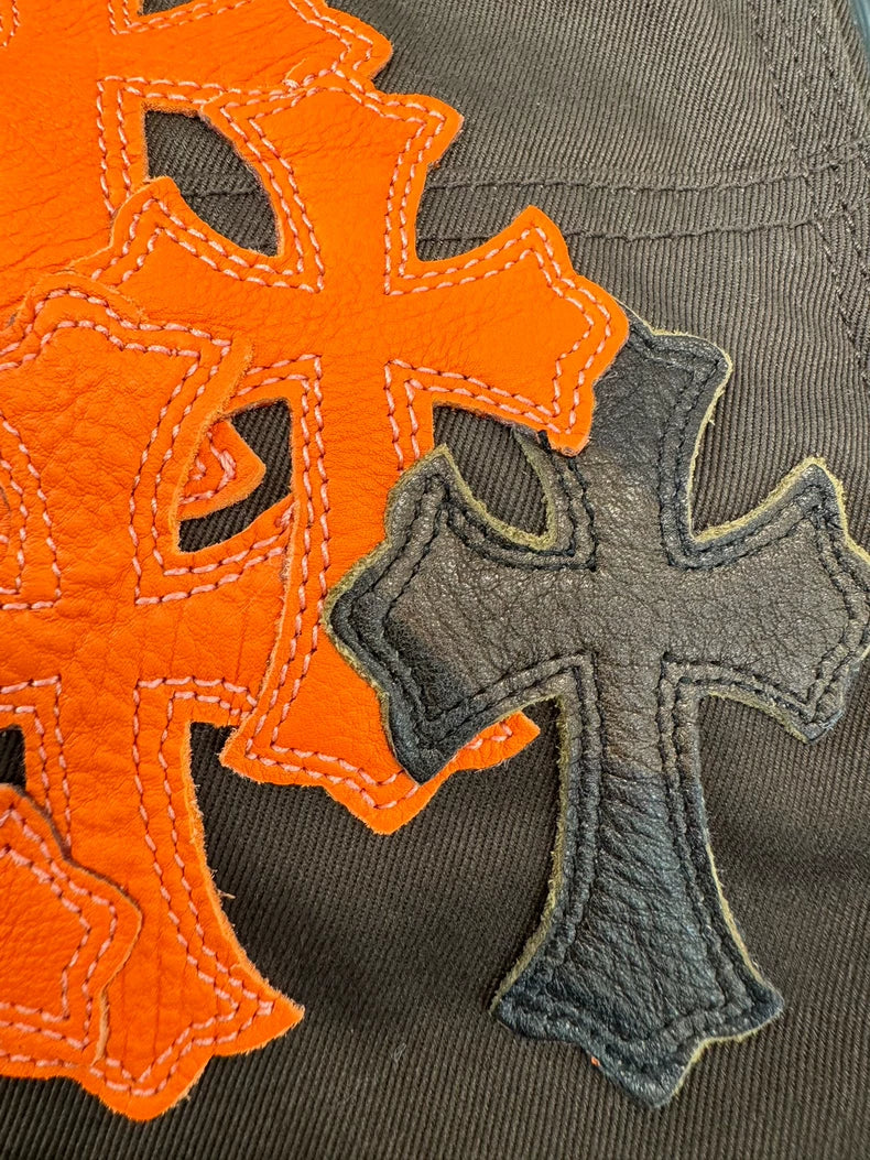 Chrome Hearts Black Orange Double Knee Cargo Pants TS Same Style-yf