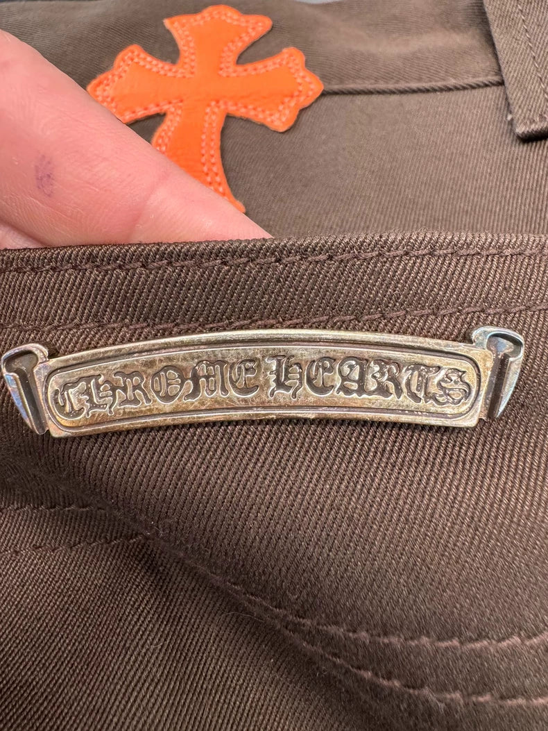 Chrome Hearts Black Orange Double Knee Cargo Pants TS Same Style-yf