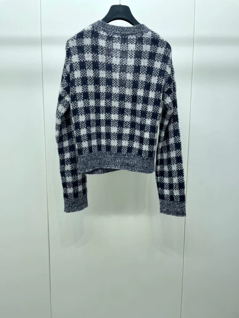 Dior Plaid Wool Knit Cardigan