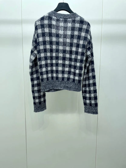 Dior Plaid Wool Knit Cardigan