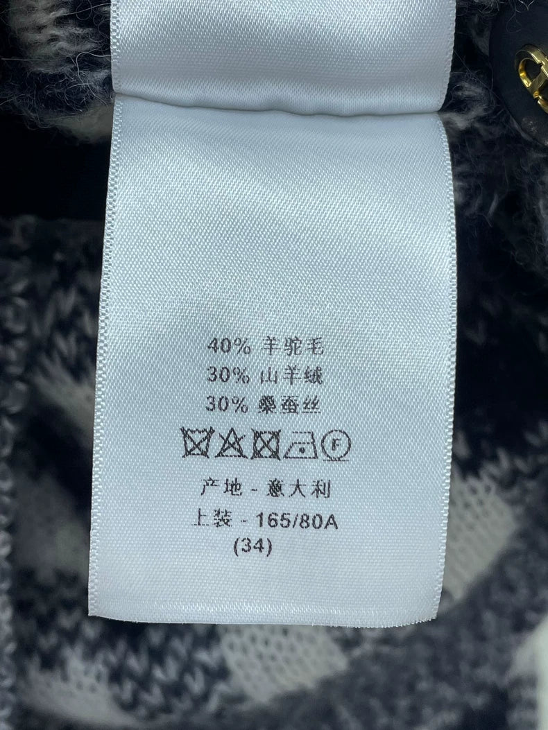 Dior Plaid Wool Knit Cardigan