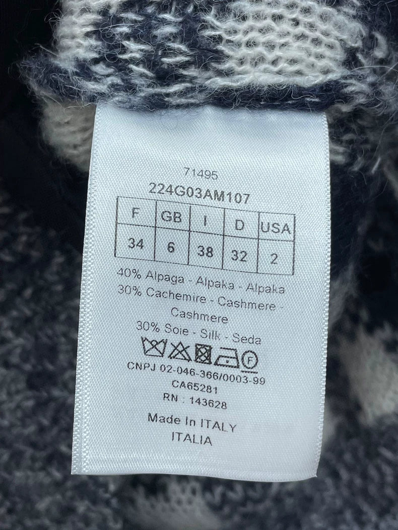 Dior Plaid Wool Knit Cardigan