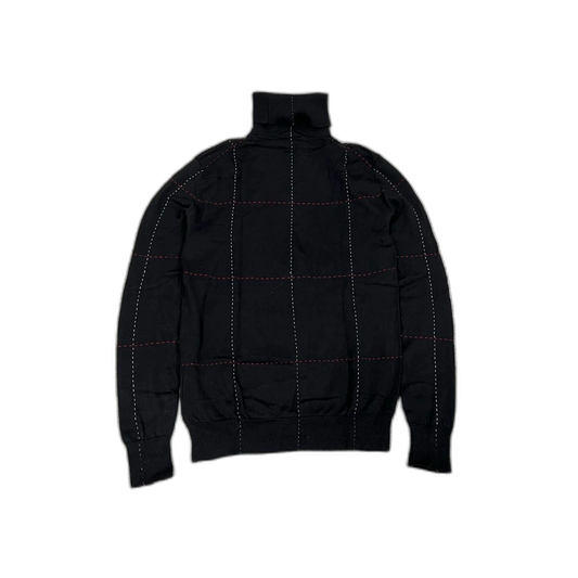 Dior High Neck Knit Sweater with Red Stitching