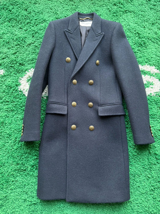Saint Laurent Paris Navy Gold Button Coat