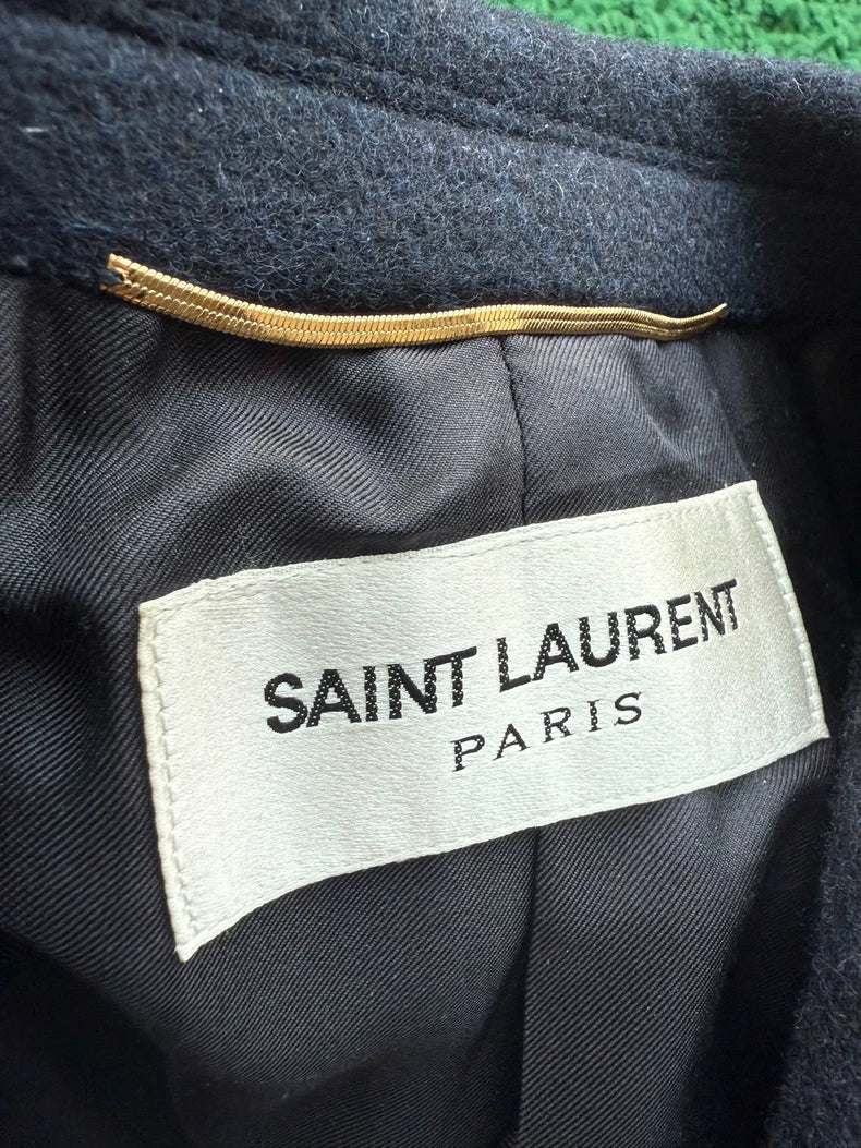 Saint Laurent Paris Navy Gold Button Coat