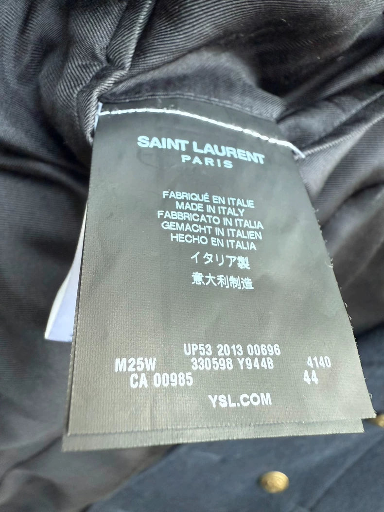 Saint Laurent Paris Navy Gold Button Coat