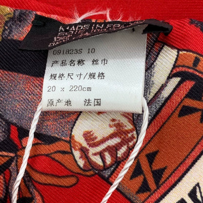 Hermes Red Silk Printed Scarf