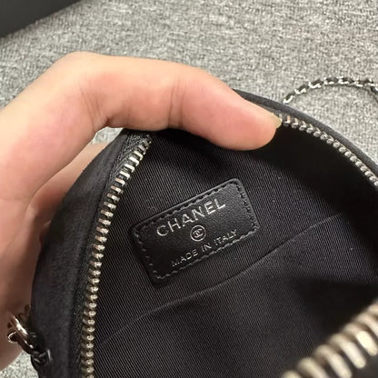 Chanel Black Suede Round Bag