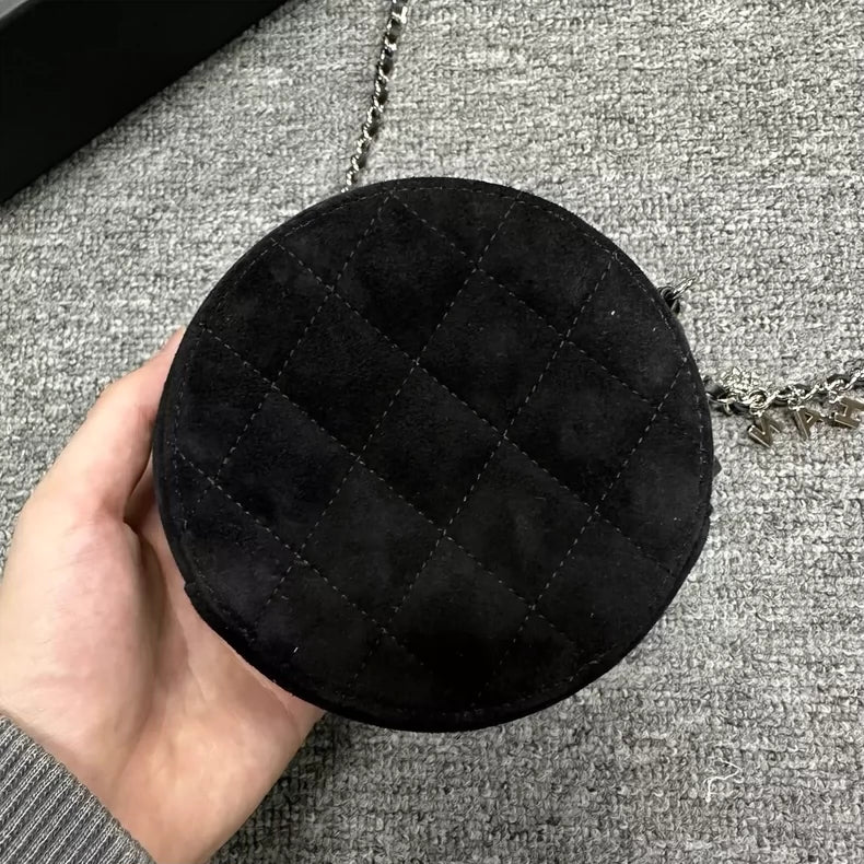 Chanel Black Suede Round Bag