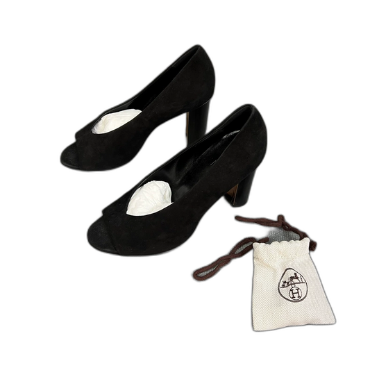 Hermes Black Suede High Heel Shoes
