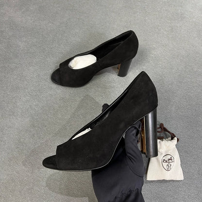 Hermes Black Suede High Heel Shoes